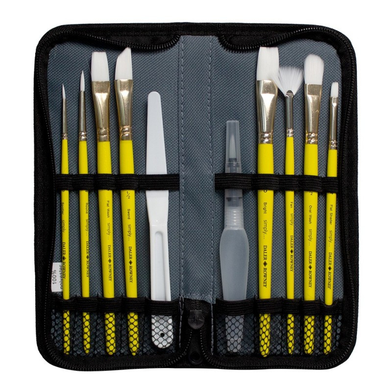 Pędzle Simply Mixed Media Daler Rowney 10 szt. + etui 216656010 Fila